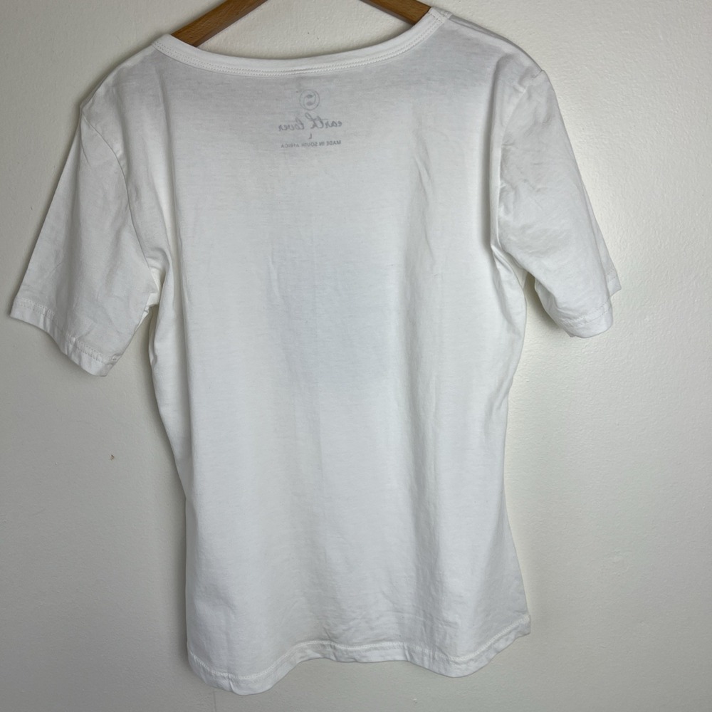 NWT Earth Lover Women's White Zebra T-Shirt Size Large Tee Beaded Short Sleeve - Picture 11 of 15
